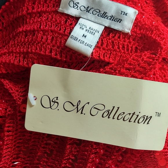 SM Collection Red Sequin Cardigan - Picture 7 of 7